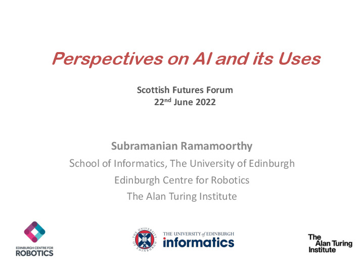 Front page of Prof Ramamoorthy slides